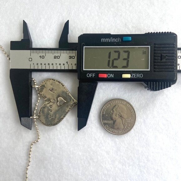 Sterling Silver 925 Hammered Heart Stamped “Fool 4 ♥︎” Love Pendant Necklace 18" - Picture 15 of 16